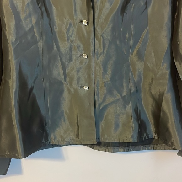 JS Collections Gray Satin Rhinestone Button Blazer Jacket or Blouse size 8 - Picture 3 of 15